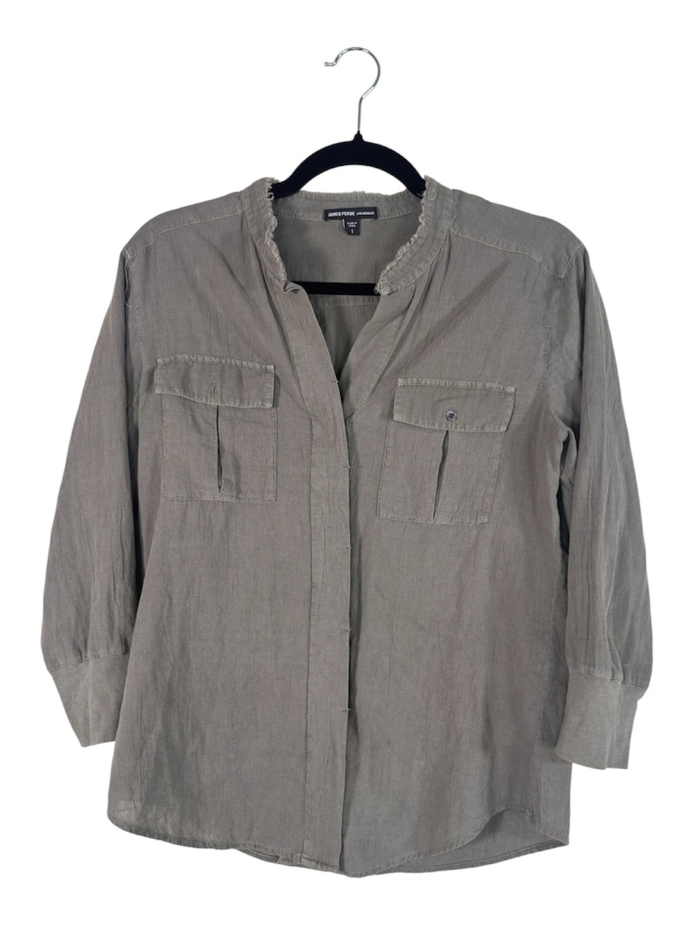 Standard James Perse Green Cotton Button Front Shirt Womens S Casual Fall